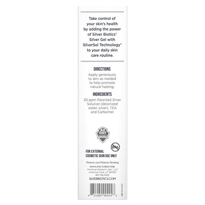 American Biotech Labs, Silver Biotics, Silver Gel, 4 uncje (114 g) American Biotech Labs, Silver Biotics, Silver Gel, 4 uncje (114 g)