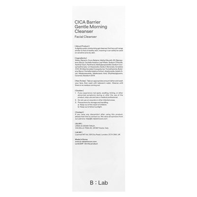 B_LAB, Perfect Balance, CICA Barrier Gentle Morning Gel Cleanser, 4,06 fl oz (120 ml)