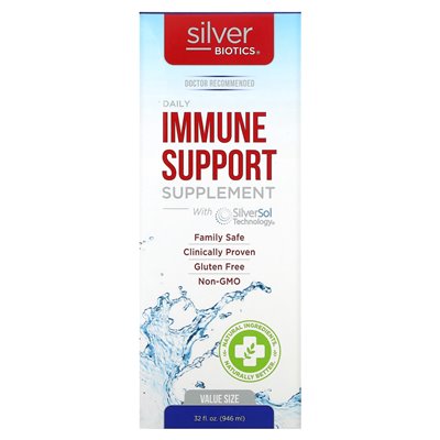 American Biotech Labs, Silver Biotics, Daily Supplement wsparcie immunologiczne z Silversol Technology, 10 ppm, 32 Fl Oz (946 ml