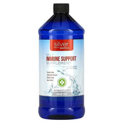 American Biotech Labs, Silver Biotics, Daily Supplement wsparcie immunologiczne z Silversol Technology, 10 ppm, 32 Fl Oz (946 ml