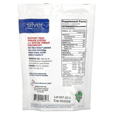 American Biotech Labs, Silver Biotics, Silbertabletten mit Vitamin C, Orange Splash, 21 Lutschtabletten, 3 Stück (85 g) American Biotech Labs, Silver Biotics, Silbertabletten mit Vitamin C, Orange Splash, 21 Lutschtabletten, 3 Stück (85 g)