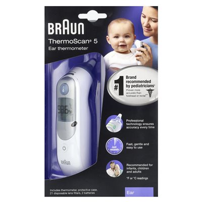 Braun, Thermoscan 5, termometr uszy, 25 -częściowy zestaw