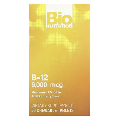 Bio Nutrition, witamina B-12, wiśnia, 6000 mcg, 50 tabletek do żucia Bio Nutrition, witamina B-12, wiśnia, 6000 mcg, 50 tabletek do żucia