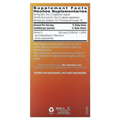 Bio Nutrition, D-3, 300 MCG, 50 vegetarische Kapseln