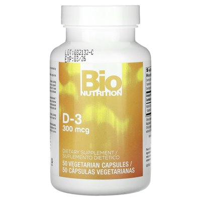 Bio Nutrition, D-3, 300 MCG, 50 vegetarische Kapseln