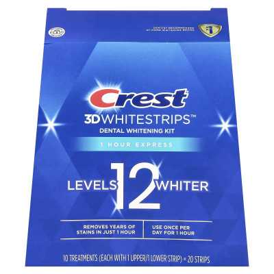 Crest, 3d Whitestrips ™, zestaw wybielania zębów, 1 godzinę ekspresowy, 20 pasków