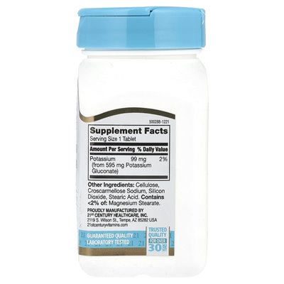XXI wiek, glukonian potasu, 595 mg, 110 tabletek