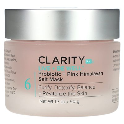 ClarityRx, Live + Be Well, Probiotic + Pink Himalajan Salt Mask, 1,7 uncji (50 g) ClarityRx, Live + Be Well, Probiotic + Pink Himalajan Salt Mask, 1,7 uncji (50 g)