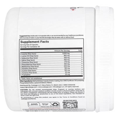 Codeage, liposomalne multi amino+, sport, 240 kapsułek warzywnych