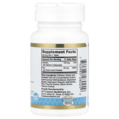 21st Century, Chelated Zinc, 60 Tablets