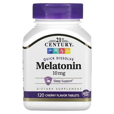 21st Century, schnell auflösbares Melatonin, Kirsche, 10 mg, 120 Tabletten