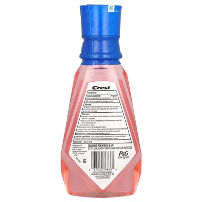 Crest, dzieci, płukanie fluorku antykalikowego, wolny od alkoholu, truskawkowy Rush, 16,9 fl oz (500 ml)