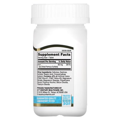 21st Century, Eisen, 65 mg, 120 Tabletten