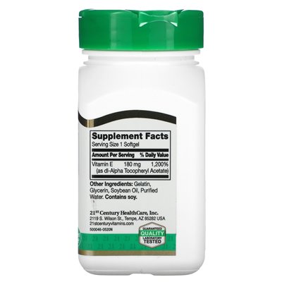 21st Century, Vitamin E, 180 mg (400 IE), 110 Kapseln