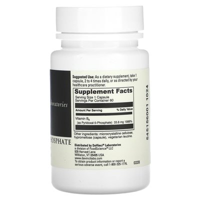 DaVinci Laboratories of Vermont, Pyridoxal-5-Phosphat, 60 Kapseln