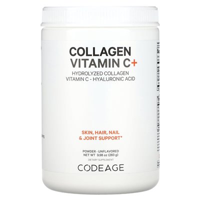Codeage, kolagenowa witamina C + proszek, niezmożony, 9,98 uncji (283 g)