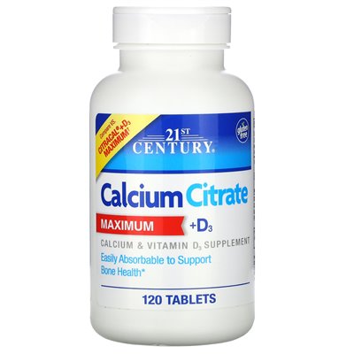 21st Century, Calcium Citrate Max + D3, 120 Tablets