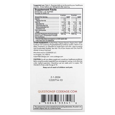 Codeage, Kurkumina Fytozom, Cytryny, 1000 mg, 2 uncji (59,2 ml) Codeage, Kurkumina Fytozom, Cytryny, 1000 mg, 2 uncji (59,2 ml)