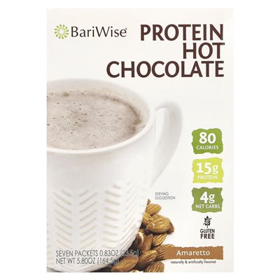 Bariwise, białko gorąca czekolada, Amaretto, 7 pakietów, 0,83 uncji (23,5 g)