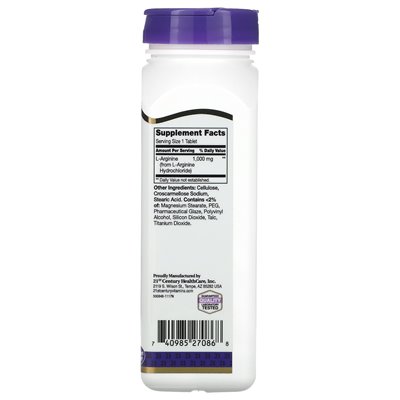 21st Century, L-Arginine, 1000mg, 100 tablets
