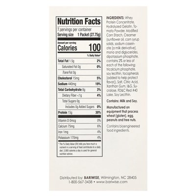Bariwise, zupa proteinowa, krem ​​pomidora, 7 opakowań, 0,98 uncji (27,75 g)