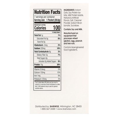 Bariwise, Haferprotein, Ahornsirup und brauner Zucker, 7 Päckchen, 26,6 g (0,94 oz.)