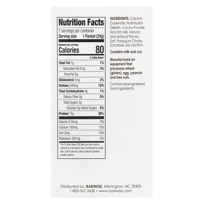 Bariwise, Protein Hot Chocolate, Chocolate, 7 Packs, 0.85 oz (24 g)