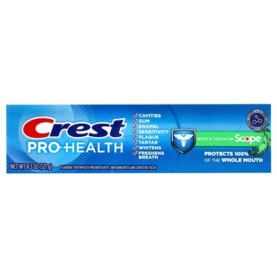 Crest, Pro Health, Fluoride Toorpasta, z dotykiem zakresu, 4,3 uncji (121 g)