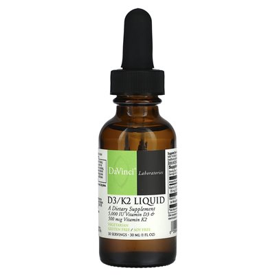 DaVinci Laboratories of Vermont, D3/K2 Liquid, 1 Fl Oz (30 ml) DaVinci Laboratories of Vermont, D3/K2 Liquid, 1 Fl Oz (30 ml)