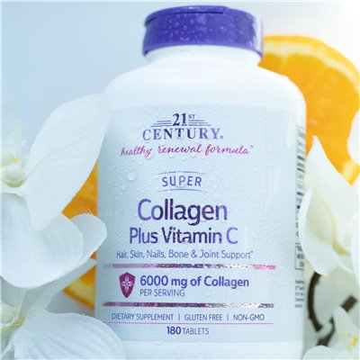 21st Century, Super Collagen Plus Vitamin C, 180 Tabletten