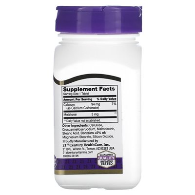 21st Century, Melatonin, 3 mg, 200 Tabletten
