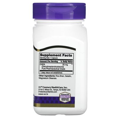 21st Century, Dhea, 25mg, 90 Capsules