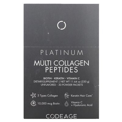 Codeage, Multi Collagen Peptides, Platinum, Unalloyed, 30 Packs, 0.38 oz (11 g)