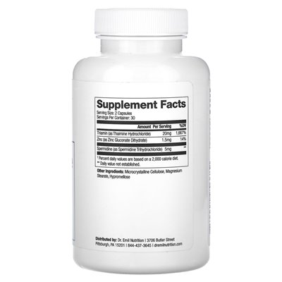 Dr Emil Nutrition, spermidyna, 5 mg, 60 kapsułek (2,5 mg na kapsułkę) Dr Emil Nutrition, spermidyna, 5 mg, 60 kapsułek (2,5 mg na kapsułkę)