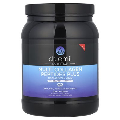 Dr Emil Nutrition, peptydy multi kolagenowe plus kwas hialuronowy, niezmożony, 633 g