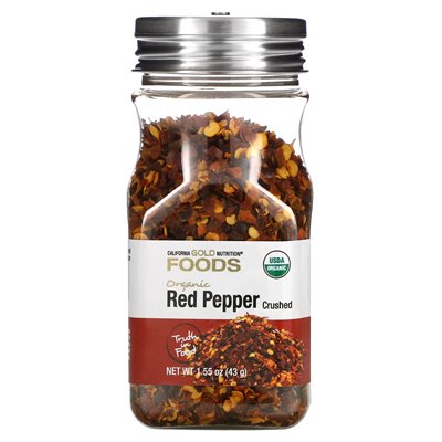 California Gold Nutrition, Foods, Organic Crushed Red Pepper, 1,55 uncji (43 g) California Gold Nutrition, Foods, Organic Crushed Red Pepper, 1,55 uncji (43 g)