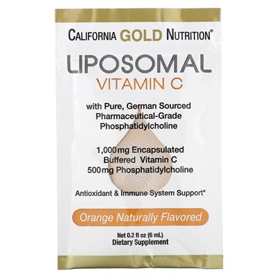 California Gold Nutrition, Liposomal Vitamin C, Orange Flavor, 1000 mg, 30 Packets, 0.2 fl oz (6 ml) California Gold Nutrition, Liposomal Vitamin C, Orange Flavor, 1000 mg, 30 Packets, 0.2 fl oz (6 ml)