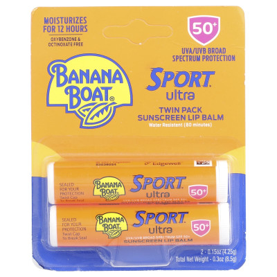 Banan Boat, Sport ™ Ultra, balsam do ust, SPF 50+, 2 paczki, 0,15 uncji (4,25 g)