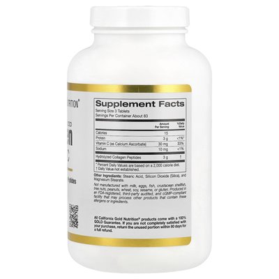 California Gold Nutrition, Hydrolysierte Kollagenpeptide + Vitamin C, Typ I und III, 250 Tabletten
