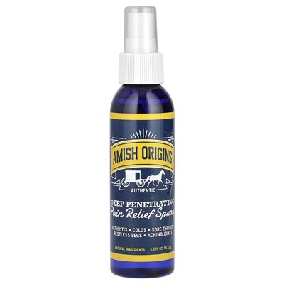 Pochodzenie amiszów, głęboko przenikającego sprayu bólu, 3,5 fl oz (99,22 g)
