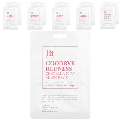 Benton, Goodbye Redness Centella Cica Beauty Mask Pack, Schönheitsmaskenpaket, 10 Blätter, je 0,81 oz (23 g)