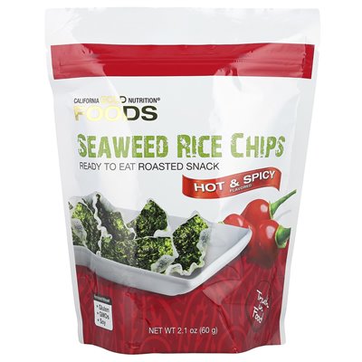 California Gold Nutrition, Foods, Seaweed Rice Chips, Hot &amp Spicy, 2,1 uncja (60 g)