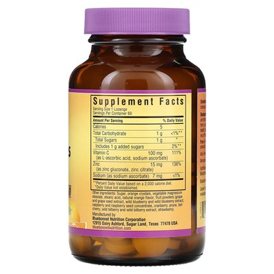 Bluebonnet Nutrition, Earthsweet Chewables, Zinc Lozenges, Orange, 15 mg, 60 lozenges