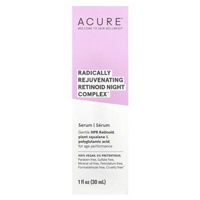 Acure, radykalnie odmładzający retinoid Nocne Complex ™, surowica, 1 fl Oz (30 ml)