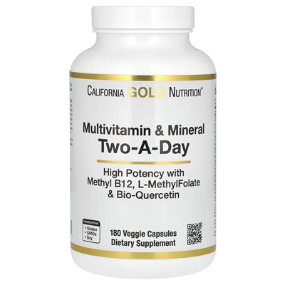 California Gold Nutrition, Multiwitamin and Mineral, dwa dni, 180 kapsułek wegetariańskich California Gold Nutrition, Multiwitamin and Mineral, dwa dni, 180 kapsułek wegetariańskich