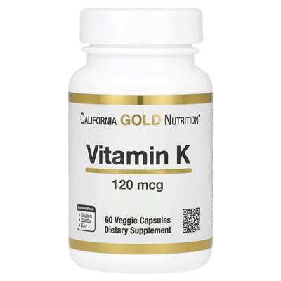 California Gold Nutrition, witamina K, 120 MCG, 60 kapsułek wegetariańskich
