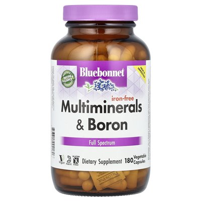 Bluebonnet Nutrition, Multiminerals &amp Bor, bez żelaza, 180 kapsułek warzywnych