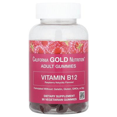 California Gold Nutrition, Vitamin B12 Gummi, ohne Gelatine, natürliche Himbeere, 3000 mcg, 90 Gummis (1500 mcg pro Gummi) California Gold Nutrition, Vitamin B12 Gummi, ohne Gelatine, natürliche Himbeere, 3000 mcg, 90 Gummis (1500 mcg pro Gummi)