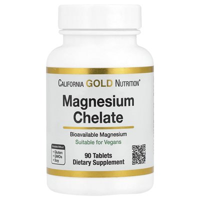 California Gold Nutrition, Magnesium Chelate, 210 mg, 90 tabletek California Gold Nutrition, Magnesium Chelate, 210 mg, 90 tabletek