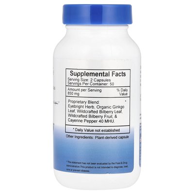 Oryginalne formuły Christophera, Bulberry Eye, 850 mg, 100 czapek wegetariańskich (425 mg na kapsułkę) Oryginalne formuły Christophera, Bulberry Eye, 850 mg, 100 czapek wegetariańskich (425 mg na kapsułkę)